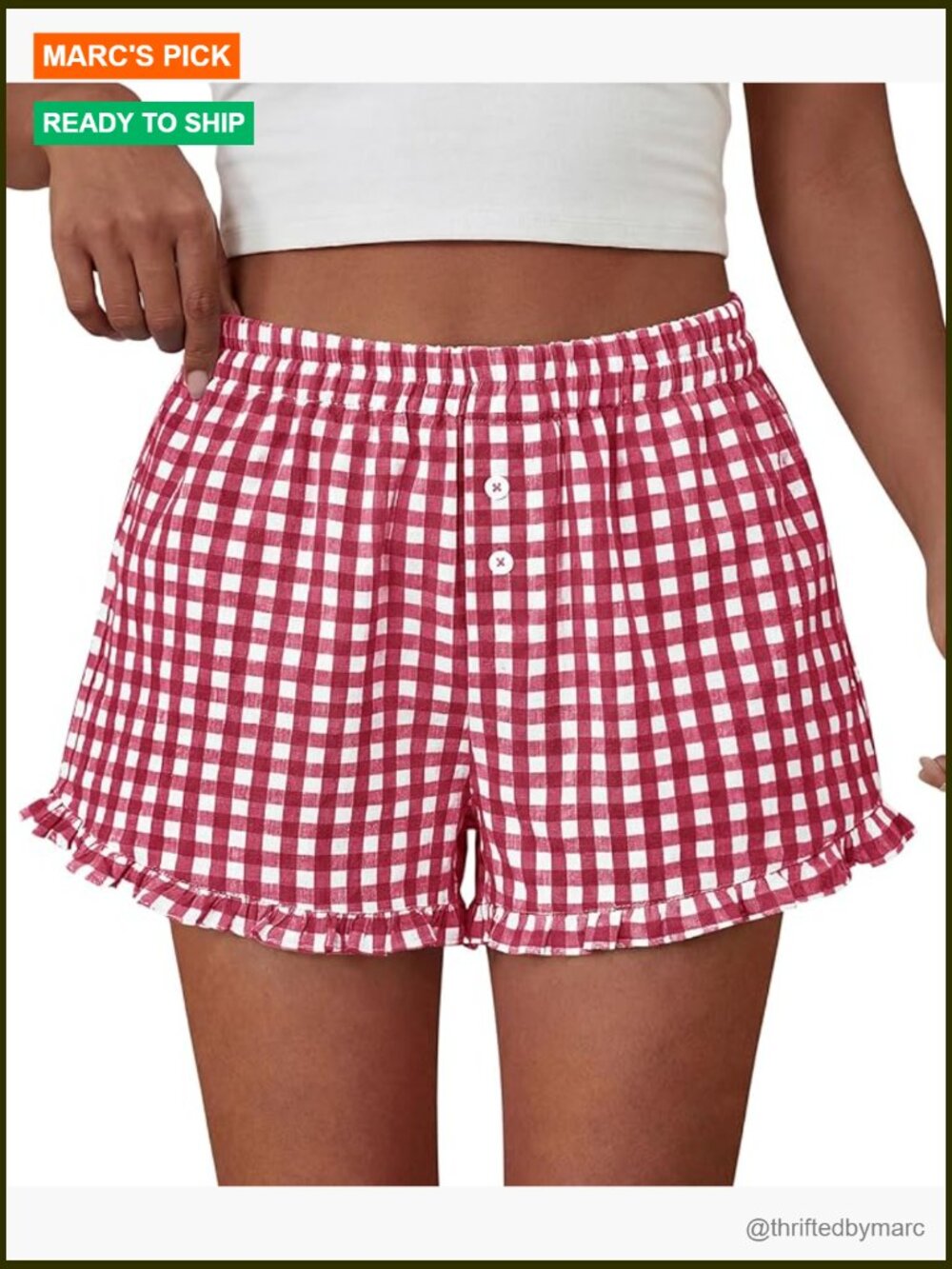 Women's Cotton Boxer Shorts with Pockets Ruffle Hem Lounge Pajama